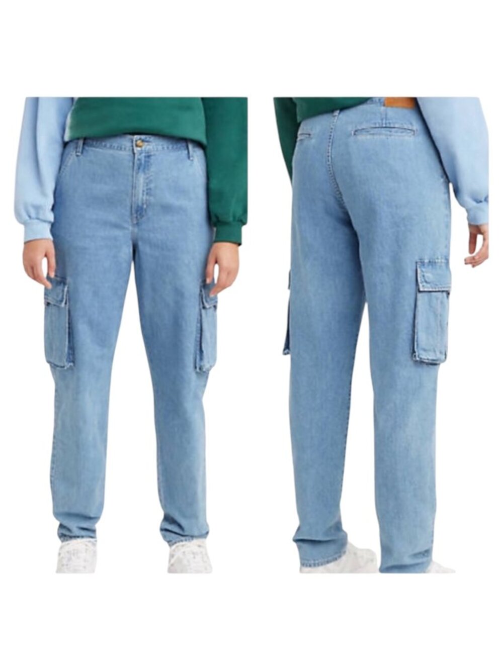Levis Jeans Women‎ 26 Blue Denim Premium Cool Eco Performance Cargo NWT Retro